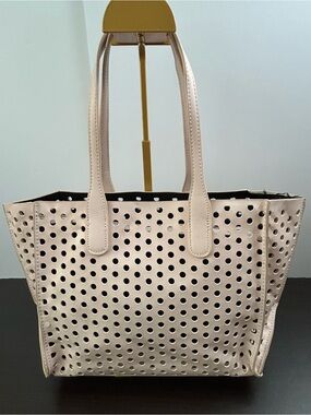 ZARA Perforated Tote Bag in Blush Pink with detachable interior pouch